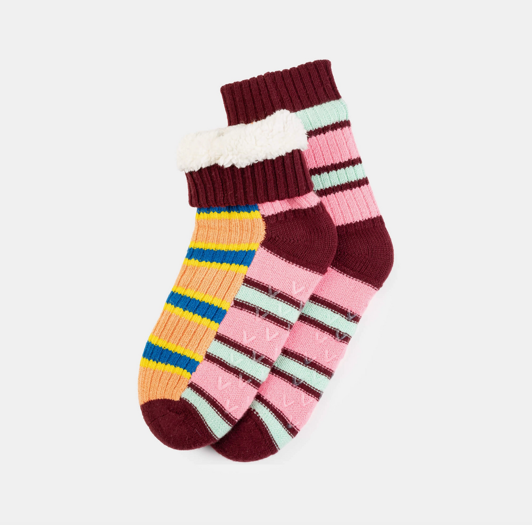 Zipper Stripe Knit House Socks