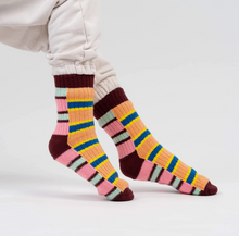 Load image into Gallery viewer, Zipper Stripe Knit House Socks
